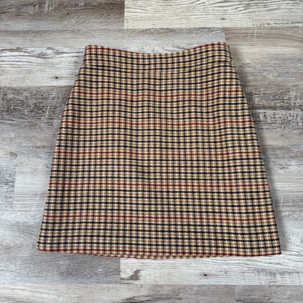 NWT J.Crew Plaid Wool Mini Skirt Tan Preppy Dark Academia Quiet Luxury Y2K 4